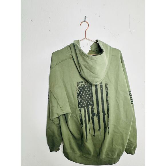GRUNT STYLE Green Hunter Firearms logo Army Military Green Hoodie Mens sz XXL - Picture 2 of 11